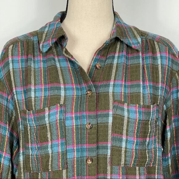Anthropologie Pilcro Plaid Button Front Top Size Small - Picture 3 of 11